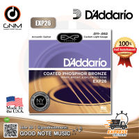 สายกีตาร์โปร่ง DAddario เคลือบกันสนิม Acoustic Guitar Costom Light รุ่น EXP26 .011 - .052 ** Made in USA