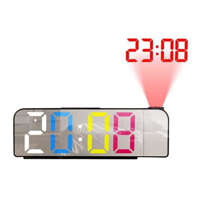 180° Rotation Projection Alarm Clock 12/24H LED Digital Clock USB Charge Ceiling Projector Alarm Clock