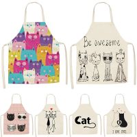 Cartoon Animal Style Apron Sleeveless Cotton Linen Aprons Kids Cat Pattern White Aprons Simplicity Baking Home Custom Apron Bib