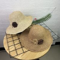 Straw hat for women in summer foldable sun protection large brim French bow photo-taking western-style anti-UV beach