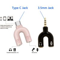 U Type Adapter Dual Type C/3.5 MM Headphone Plug Audio Cables Splitter Microphone 2in1 Connector for Xiaomi Huawei MP3/4 Player Headphones Accessories