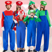 TOP Trẻ em người lớn anh em Super Mario trang phục Mario Luigi Bros Bộ