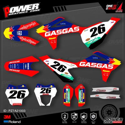 PowerZone Custom Team Graphics Backgrounds Decals 3M Stickers Kit For GASGAS 2021 2022 2023 EC MC 003
