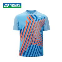 2023 Yonex YY เสื้อกีฬาแขนสั้นผู้ชาย 110527cr เสื้อยืดระบายอากาศดูดซับเหงื่อรอบคอชุดแบดมินตัน