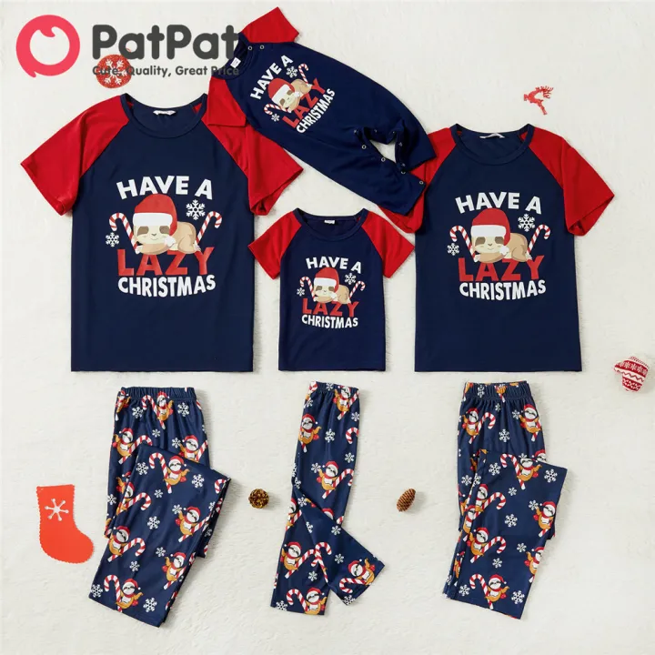 Red Raglan Short-sleeve Pajamas Sets 