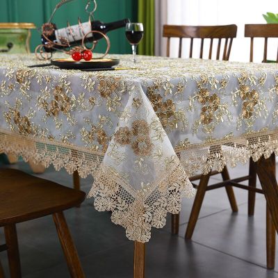 Table-cloth Luxury Lace Embroidery Table Cloth for Home Hotel Wedding Banquet Party Table Cloths Furniture Cover Home Dust Cover