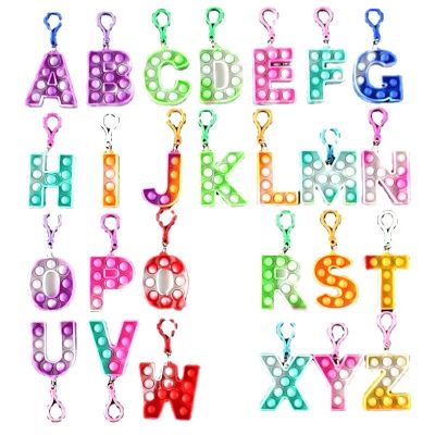【CW】 26-letter Keychain Fidget Silicone Push Dimple Ornaments Popite Anti Stress Kids Birthday Gifts