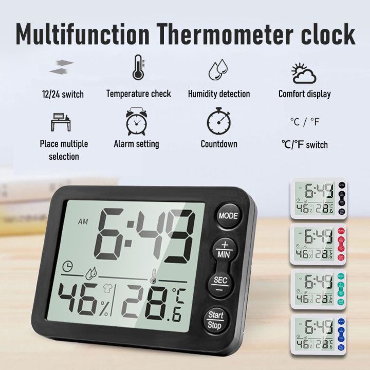 Indoor Digital Thermometer Hygrometer, Accurate Room Temperature Gauge  Humidity Monitor With Alarm Clock - Easy To Read, Max/min Records, Lcd  Display