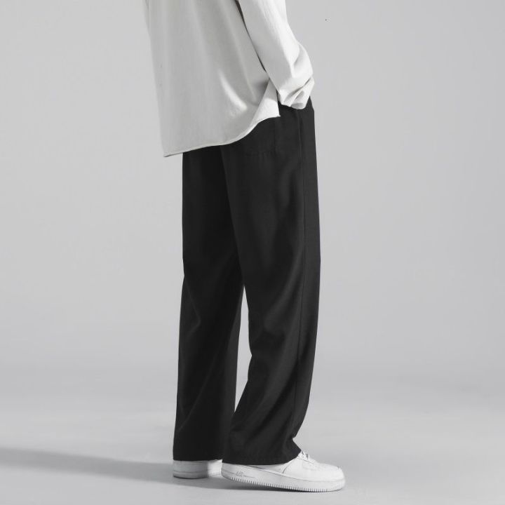 privathinker-korean-summer-silk-feel-straight-long-pants-men-2022-thin-light-weight-wild-leg-trousers-solid-color-mens-clothing