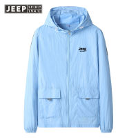 JEEP SPIRIT ชุดกันแดดฤดูร้อนของผู้ชายเสื้อกันลมเสื้อคลุมสำหรับตกปลาบางระบายอากาศได้ดีชุดกันแดดผ้าไหมน้ำแข็งป้องกันรังสีอัลตราไวโ