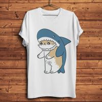 Cute Cat Shark Meow Funny Tshirt Men White Cool Manga T Shirt