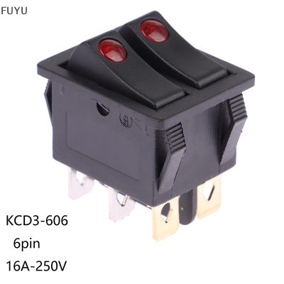 FUYU สวิตช์โยกสองด้านสำหรับ KCD3-606สวิตช์เปิด ปิด6Pin สวิตช์ปุ่มเปิด ปิดกระทะอบไฟฟ้าเครื่องทำความร้อนไฟฟ้าสวิตช์16A 250V AC
