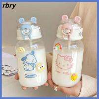 RBRY Cinnamoroll ขวดน้ำพร้อมหลอด คุโรมิ อะนิเมะ ขวดน้ำการ์ตูนอะนิเมะ การ์ตูนน่ารักๆ ถ้วยพร้อมหลอด แก้วน้ำดื่มแก้ว เด็กนักเรียนชายหญิง