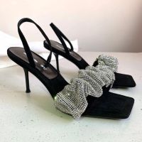 Big power power with the new spring and summer in paragraph AW2023 king diamond sandals women fine words with high heels with square head