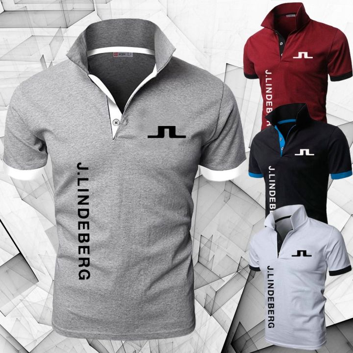 เสื้อโปโล2เสื้อผ้าสำหรับกีฬากอล์ฟของผู้ชายเสื้อ-polo-เสื้อยืดปกระบายอากาศแขนสั้นแนวคลาสสิกแนวธุรกิจของผู้ชาย