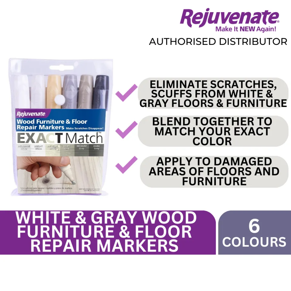 Rejuvenate Exact Match Wood Furniture & Floor Repair Markers, White-Grey, 6  Shades