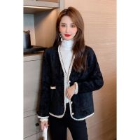 [X &amp; R] Xiaoxiang Style Coat Korean Version Top R Time Small 2021 Autumn V-Neck Cardigan Loose Fashion Fragrance Imitation Mink Fleece