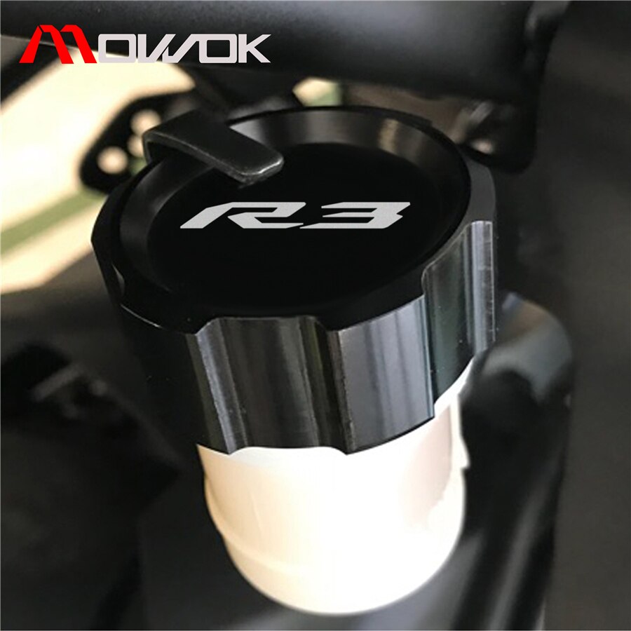 Black CNC Aluminum Brake Fluid Tank Cover For Yamaha YZF R3/R25 2015-2018 Motorcycle Front Brake Reservoir Cap 