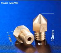 หัวฉีดทองเหลือง MK8คุณภาพ M6เส้นใย1.75มม. สำหรับชิ้นส่วนเครื่องพิมพ์3D เครื่องอัดรีดร้อน J-Head CR10บล็อกป้องกันความร้อน Ender3สวิส