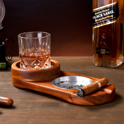Wooden ashtray ashtray whiskey glass holder home decoration wine glass holder Rack Ashtray accessories