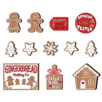 Tiered Tray Christmas Decor Set Gingerbread Man Snowflake Table Wooden Signs Merry Christmas Sign Christmas Shelf Decor for Kitchen Cafe Bar capable