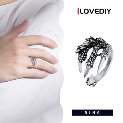 ILOVEDIY กรงเล็บมังกรพังค์ของผู้ชาย,แหวนแต่งงานโลหะผสมสังกะสีอัลลอยแหวนปรับขนาดได้สไตล์พังค์เครื่องประดับแหวนผู้ชายฮาโลวีน