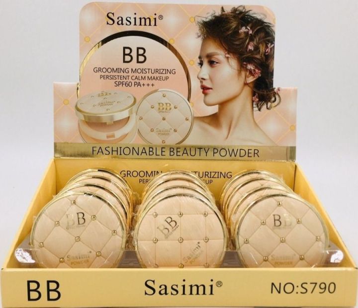 s790-แป้งพัฟ-sasimi-แป้ง-bb-powder-แป้งตลับ-2ชั้น-แป้งพัฟกันแดด-แป้งพัฟกันน้ำ-แป้งพัฟชิมเมอร์-spf60pa