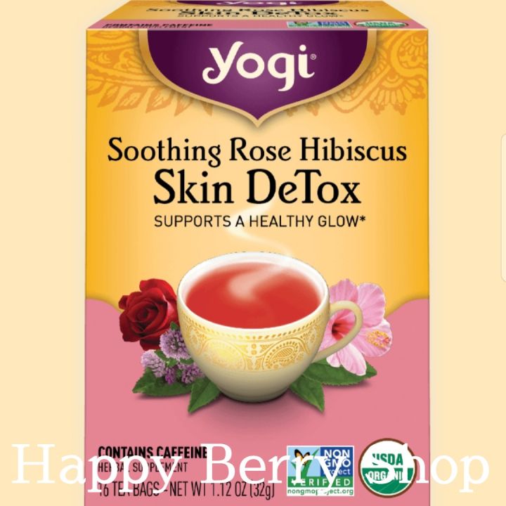 ชา-yogi-organic-herbal-tea-soothing-rose-hibiscus-skin-detox-ชาโยคี-ชาสมุนไพรออแกนิค-ชาเพื่อสุขภาพ-จากอเมริกา-1-กล่องมี-16-ซอง
