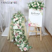 New1M Orchid Hydrangea Strip Table Flower Banquet Artificial Flower Runner Party Event Wedding Decoration Flower Row Photo Props Artificial Flowers  P