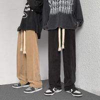 COD SDFGERTERT Korean Loose Straight Cut Casual Corduroy Pants Men