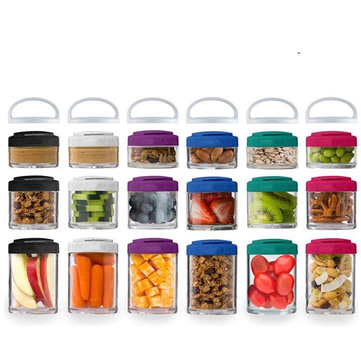 【storage home】 Portable and Stackable 4Piece Twist Lock Storage Jars Snack Container BPA and