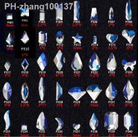 100PCS Golden blue moonlight different shaped Multicolor Crystal Sleek Rhinestone 3D Manicure Nail Art Decoration Charms Jewelry