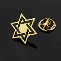 Fashion Magen David Star Brooch for Men Women Lapel Spurs Collar Pins Badge Stainless Steel Amulet Jewelry Wedding Gifts Set