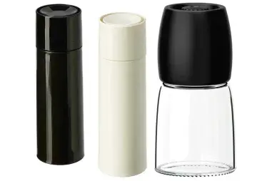 HALVTOM Salt and pepper shakers, glass/brown, 4 ¾ - IKEA