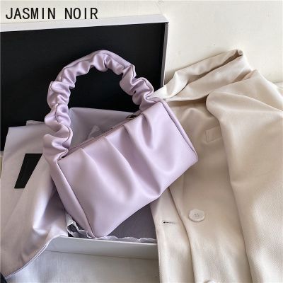 JASMIN NOIR หญิง 2020 ฤดูร้อนเมฆกระเป๋าสีเหลืองอ่อนหนังเนคไทโบว์กระเป๋าสะพายกระเป๋าสะพายพับกระเป๋าถือกระเป๋าสตรีโสด
