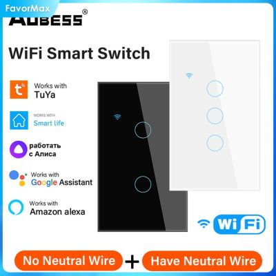 FavorMax 1ชิ้น1ชิ้น1/2/3/4แก๊ง Tuya WiFi สวิตช์ไฟอัจฉริยะ,สายกลาง/ไม่ต้องใช้สาย (ไม่จำเป็น) สวิทช์ผนังสัมผัสแบบ Wifi ควบคุมการทำงานร่วมกับ Alexa, G-Oogle Home