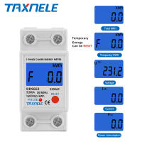 เฟสเดียวสองสายจอแอลซีดีจอแสดงผลดิจิตอล Wattmeter รีเซ็ตศูนย์พลังงานไฟฟ้าเมตร KWh แรงดันไฟฟ้าปัจจุบัน AC 230โวลต์120โวลต์ราง Din