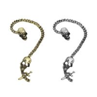 Hip Hop Popular Gothic Punk Style Double Headed Skull Earrings Skeleton Ghost Head Earring With Pirate Sword