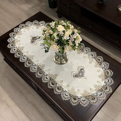 Oval Tablecloth Modern Dining Table Cover European Embroidered Tea Table Cloth Lace TV Cabinet Covers for Home Hotel Decor