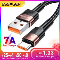 สายเคเบิล Essager 7A ชนิด C USB สำหรับ Huawei P30 Pro Realme 66วัตต์สายชาร์จเร็ว USB-C R สายชาร์จสำหรับซัมซุง Oneplus F3 Poco