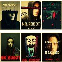 RetroAmerican จิตวิทยาระทึกขวัญทีวีซีรีส์โปสเตอร์-Mr. Robot- Movie Canvas Wall Kraft Canvas Cinema Decor/ Lover Collection-เหมาะสำหรับแฟนๆของการแสดง