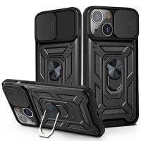 iPhone 14 Case, WindCase Rugged Armor Protection Case with Slide Camera Cover &amp; Ring Holder Stand for iPhone 14