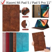 เคสสำหรับ Xiaomi Mi Pad 5,Xiaomi Mi Pad 5 Pro 11 "แท็บเล็ตหนัง PU + TPU กันกระแทกแฟชั่นลายต้นไม้เคสตั้งได้พร้อมช่องใส่การ์ด