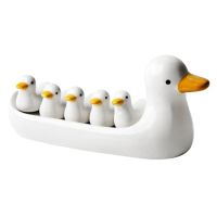 6Pcs Lovely Duckling Chopstick Holder Set Support Fork Coffee Spoon Small Creative Dish and Duck Stand Kithchen Tools