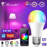 E27 Bluetooth 4.0 LED หลอดไฟอัจฉริยะไร้สาย RGBCW 15W TUYA App หรี่แสงได้เปลี่ยนสีเพลงซิงค์สําหรับบ้านห้องนอนโรงแรมบาร์ปาร์ตี้◍