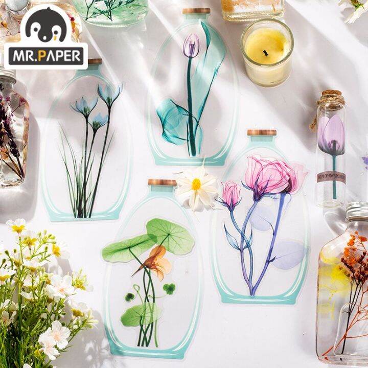 mr-paper-8-designs-beautiful-day-flower-of-life-series-ink-pet-sticker-pack-creative-hand-account-diy-decorative-collage-sticker