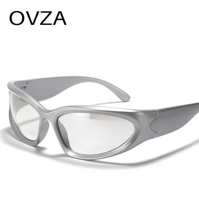 OVZA แฟชั่นไล่โทนสีอาทิตย์แว่นตาสำหรับผู้ชายกีฬาแว่นตาสีชมพูแว่นกันแดดผู้หญิง S024