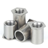 ▦ 5pcsM2M2.5M3M4M5M6 304 Stainless Steel Pressure Riveting Flat Head Thread Rivet Insert Nut Cap Pressure Riveting Nut Through Hol