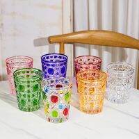 Household Wine Cup Color Plaid Modern And Simple Drinking Glass Set Crystal Glass Whisky Bubble Water Cup Kitchen Gadgets