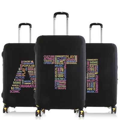 Luggage Elastic Protective Case Dust Cover Suit for 18-28 Inch Bag Suitcase Trolley Case Covers Travel Accessories Text Pattern